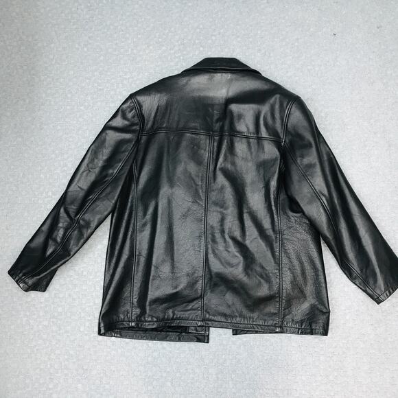 Jim & Mary Lou Leather Jacket Mens XL Black 3M Thinsulate Car Coat Quilted Lined - Picture 15 of 16